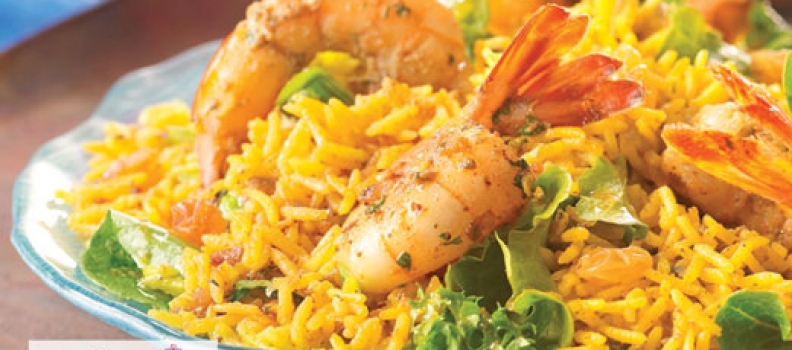 Saffron shrimp cooked rice